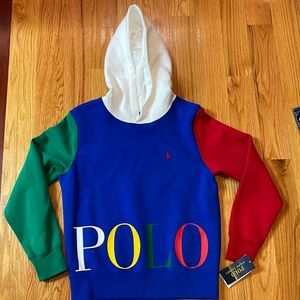 RL Color block hoodie boys size 10-12 NWT